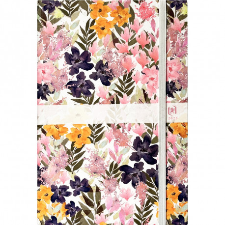 AGENDA SEMAINIER FLOWERS 10X15CM 12 mois de janvier à décembre 1 semaine sur 2 pages