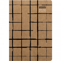 AGENDA SEMAINIER KRAFT 17X24CM COURBES 13 mois de décembre à décembre. 1 semaine sur 2 pages