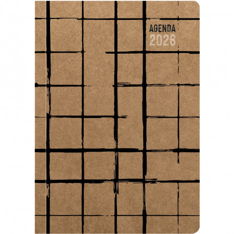 AGENDA SEMAINIER KRAFT 17X24CM COURBES 13 mois de décembre à décembre. 1 semaine sur 2 pages