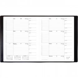 AGENDA SEMAINIER LE PRINCIPAL NOIR 18x24cm 13 mois août à août 1 semaine sur 2 pages