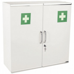 ARMOIRE À PHARMACIE 2 PORTES 12 ETAGERES L53 H53,5 P19,5 CM+VISSERIE ET FIXATIONS 