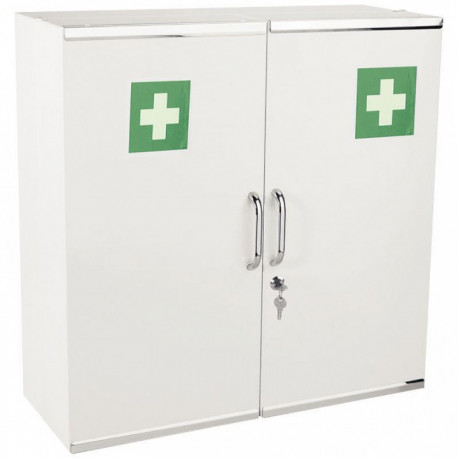ARMOIRE À PHARMACIE 2 PORTES 12 ETAGERES L53 H53,5 P19,5 CM+VISSERIE ET FIXATIONS 
