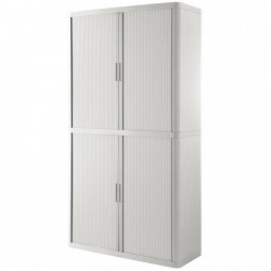 Armoire à rideaux 4 tablettes corps blanc / rideaux blanc. Dimensions extérieures: H204cm x L110cm x P41.5cm