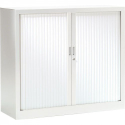 Armoire à rideaux basse 2 tablettes H100cm Generic+ Blanc. H100cm x L120cm x P43cm, 2 tablettes. Garantie 5 ans.