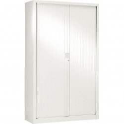 Armoire à rideaux haute 4 tablettes H198cm Generic+ Blanc. H198cm x L120cm x P43cm, 4 tablettes. Garantie 5 ans.