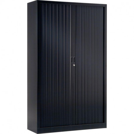 Armoire à rideaux haute 4 tablettes H198cm Generic+ Noir. H198cm x L120cm x P43cm, 4 tablettes. Garantie 5 ans.