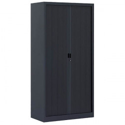 Armoire monobloc anthracite 180x90x43cm 2 rideaux 3 tablettes. Fabrication monobloc en tôle d'acier, peinture époxy résistante a