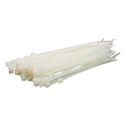 ATTACHE CABLE 300X3.4MM NYLON BLANC SACHET PLASTIQUE X100 PIECES