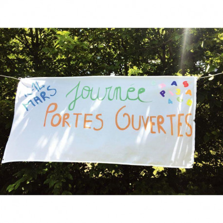 BANNIÈRE POLYESTER BLANC 130x62CM à décorer OEILLETS ACCROCHAGE AUX QUATRE COINS P/ INTERIEUR EXTERIEUR NE CRAINT PAS LA PLUIE