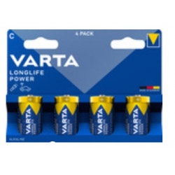 BLISTER X4 PILES ALCALINE LR14 1.5V LOG LIFE POWER BABY VARTA