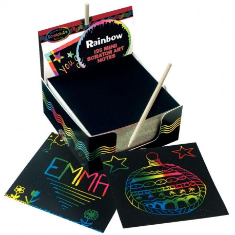 BLOC DE 150 MINI CARTES À GRATTER ARC-EN-CIEL