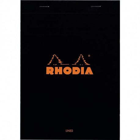 BLOC DE BUREAU RHODIA BLACK 80 FEUILLES, FORMAT A5, LIGNÉ, PAPIER BLANC 80G
