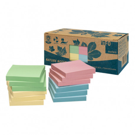 BLOC notes repos recyclées 75x75mm assorties PQT12