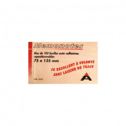 BLOC REPOSITIONNABLE 100 FEUILLES 75X125 ROSE