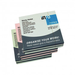 BLOC REPOSITIONNABLE 75X75 COUL PASTEL *PQT6*  ASSORTI LIKE FSC RHENO 