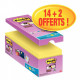 BLOC REPOSITIONNABLE 76X76 JAUNE *BTE 14+2 OFFERTS* SUPER STCIKY  DT2G PEFC POST IT NOTE