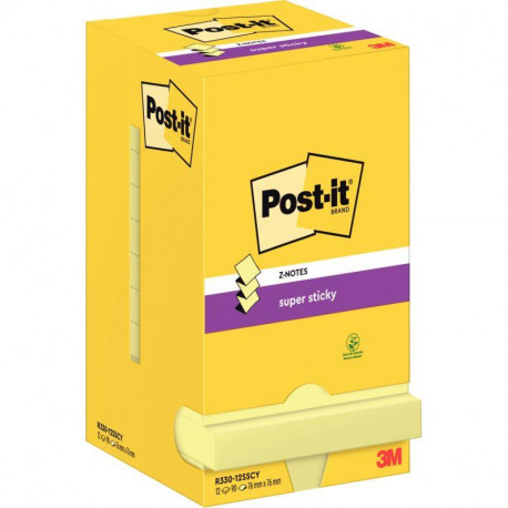 BLOC REPOSITIONNABL E76X76 JAUNE PQT12 Z NOTES SUPER STICKY  90F. PEFC 