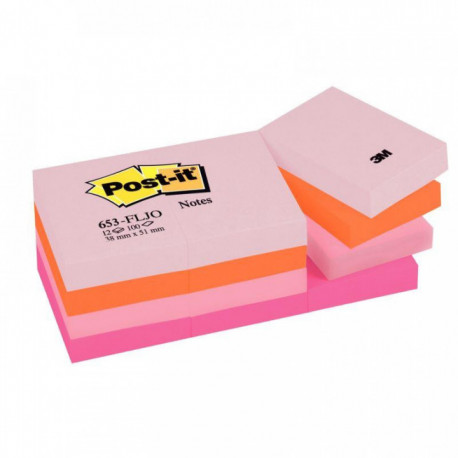 BLOC REPOSITIONNABLE  POST-IT 38X51 PLAISIR PQT12 