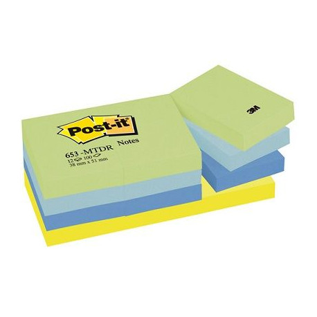 BLOC REPOSITIONNABLE  POST-IT REVE 38x51 PQT12 ASS POSTIT 50020