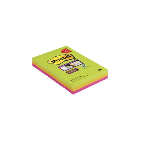 BLOC REPOSITIONNABLE SUPER STICKY POST-IT 101X152 1+ 2 BLOC LIGNÉES