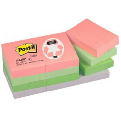 BLOC REPOSITONNABLE POST-IT RECYCLE 38x51 PQT12 ASSORTIS POSTIT BP064