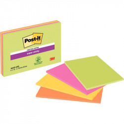 BLOCS REPOSITIONNABLE 101X152 *PQT4* 45F SUPER STICKY POST-IT®  COULEURS ASSORTIES PEFC 