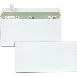 BOÎTE DE 500 ENVELOPPES BLANCHES DL 80 GRAMMES À BANDE SILICONÉE RECYCLÉES