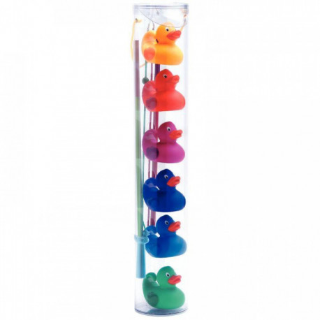 CANARDS ARC EN CIEL BOÎTE DE 5 + 2 CANNES À PÊCHE ANIMATION FETE OU KERMESSE pour l'incontournable pêche aux canards