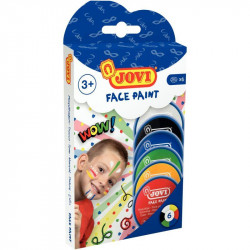 BOITE DE 6 GALETS MAQUILLAGE CRÈME 8ML BLEU VERT ROUGE JAUNE BLANC NOIR DEMAQUILLAGE EAU SAVONNEUSE HYPOALLERGENIQUE