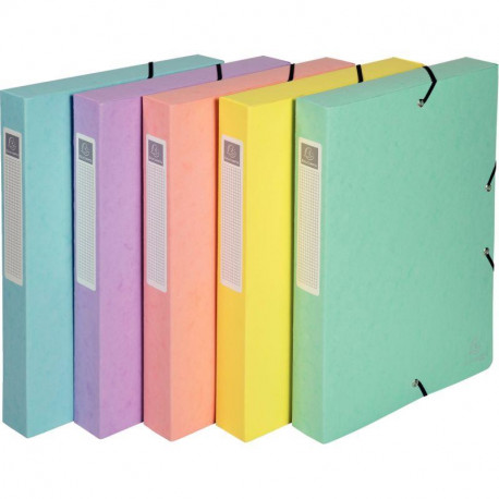 BOITE DE CLASSEMENT EN CARTE LUSTRÉE AQUAREL DOS 4 CM, COLORIS ASSORTIS