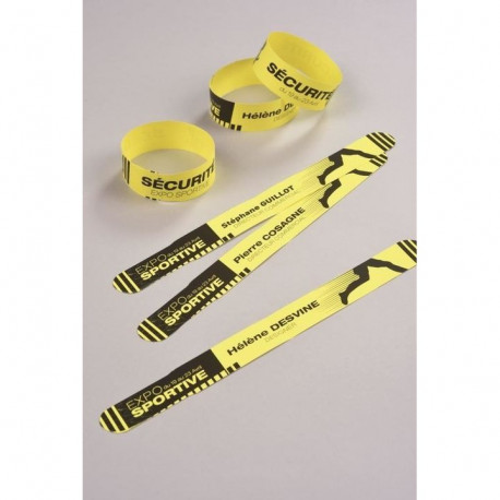 BRACELETS D'IDENTIFICATION JAUNE PQT50  IMPRESSION LASER 265x18 MM L4001-5