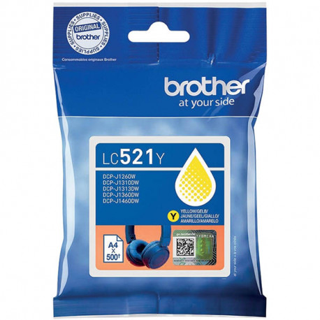 BROTHER CASQUE CARTOUCHE D'ENCRE JAUNE AUTHENTIQUE LC521Y