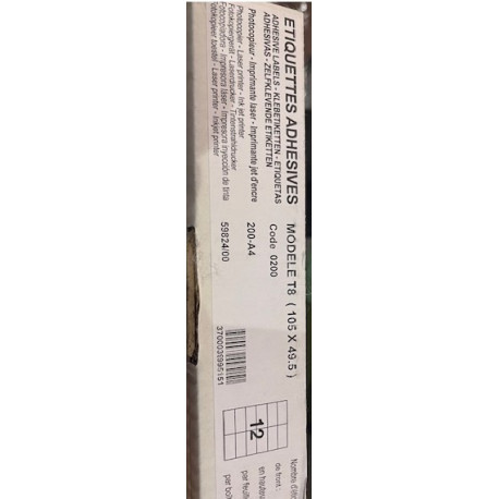 BTE DE 2400 ÉTIQ BLANCHES ADH 105X49.5