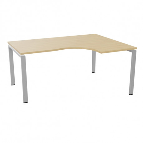 BUREAU COMPACT ASYMÉTRIQUE 90° RETOUR À DROITE L160 CONECT PLATEAU CHÊNE NATUREL/PIÈTEMENT ALU