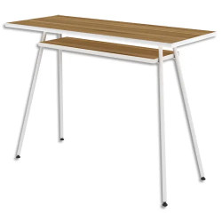 BUREAU FAIBLE ENCOMBREMENT H75 x L100 x P40cm BOIS ET BLANC