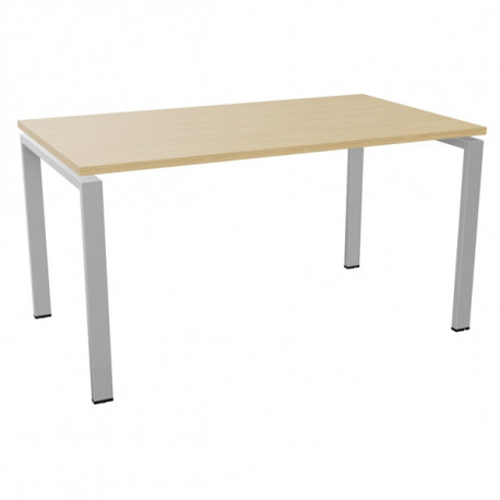 BUREAU FIXE L140 CONECT PLATEAU CHÊNE NATUREL/PIÈTEMENT ALU