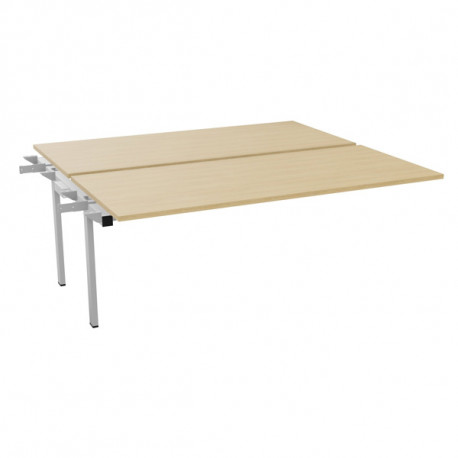 BUREAU FIXE SUIVANT L180CM CONECT PLATEAU CHÊNE NATUREL/PIÈTEMENT ALU