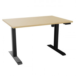 BUREAU REGLABLE ELECTRIQUE ASSIS DEBOUT 80% RECYCLE PEFC AGEC GUERA LUT Z2 L120XP 80 EP 25 MM CHENE NATUREL /BLANC Boîtier de co