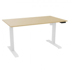 BUREAU REGLABLE ELECTRIQUE ASSIS DEBOUT 80% RECYCLE PEFC AGEC GUERA LUT Z2 L140XP 80 EP 19 MM CHENE NATUREL /BLANC Boîtier de co