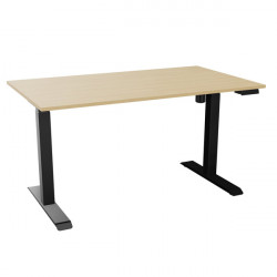 BUREAU REGLABLE ELECTRIQUE ASSIS DEBOUT 80% RECYCLE PEFC AGEC GUERA LUT Z2 L160XP 80 EP 19 MM CHENE NATUREL /BLANC Boîtier de co