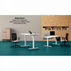 BUREAU REGLABLE ELECTRIQUE ASSIS DEBOUT 80% RECYCLE PEFC AGEC GUERA LUT Z2 L160XP 80 EP 19 MM PLATEAU BLANC /BLANC Boîtier de co