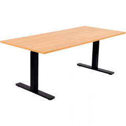 BUREAU REGLABLE ELECTRIQUE ASSIS DEBOUT L180 CM BOOST PLATEAU HÊTRE/PIÈTEMENT NOIR FAB FR PEFC MEL.25MM CH.ANTICHOC BOIT.CDE INC