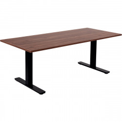 BUREAU REGLABLE ELECTRIQUE ASSIS DEBOUT L180 CM BOOST PLATEAU NOYER/PIÈTEMENT NOIR FAB FR PEFC MEL.25MM CH.ANTICHOC BOIT.CDE INC