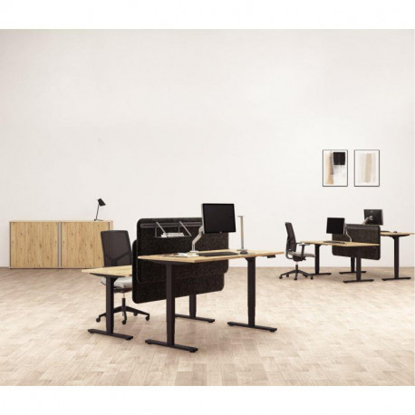 BUREAU REGLABLE ELECTRIQUE ASSIS DEBOUTPARTAGÉ SLADE L160XP80CM PLAT.25MM CHÊNE BRUNSWICK/PIÈT.MET. NOIR HAUTEUR DE 65A130CM EP2