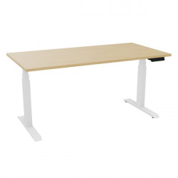 BUREAU REGLABLE en hauteur de 650 à 1300mm ELECTRIQUE ASSIS DEBOUT SLADE OBT 160 P80 plateau chêne naturel/piètement blanc.Class