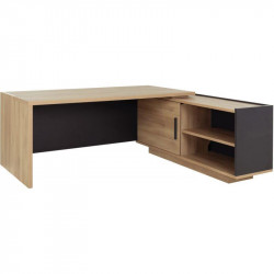 BUREAU RETOUR DROITE BRABANT L200/218XH75XP90/180CM AVEC RANGEMENTS CHÊNE DU BOCAGE/ANTHRACITE 1 voile de fond avec ouverture câ