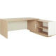 BUREAU RETOUR DROITE BRABANT L200/218XH75XP90/180CM AVEC RANGEMENTS CHÊNE STRUCTURE/BLANC 1 voile de fond avec ouverture câbles 
