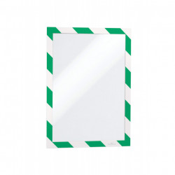CADRE D'AFFICHAGE ADHESIF  DURAFRAM REPOSITIONNABLE A6 PQT2 -SECURITY  VERT/BLANC  DURABLE  