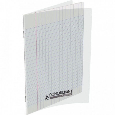 CAHIER 17X22 140 P Grands carreaux SEYES 90G COUV POLYPRO INCOLORE - PEFC - Ecolabel - 100% recyclable - Fab France