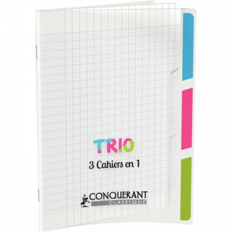 CAHIER 17X22 PIQUE 96P 3 INDEX PP 17X22 Grands carreaux SEYES - PEFC - Ecolabel - 100% recyclable - Fab France